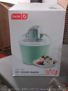 Dash DIC001AQ Deluxe Ice Cream Frozen Yogurt & Sorbet Maker With Easy Ingredient Spout, Double-Walled Insulated Freezer Bowl & Free Recipes, 1 quart, Aqua(powers on)