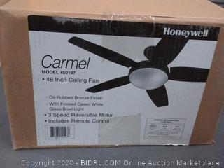 Honeywell Carmel 48-Inch Ceiling Fan with Integrated Light Kit and Remote Control, Five Reversible Cimarron/Ironwood Blades, Oil-Rubbed Bronze