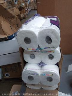 count to four Supreme Quilted Northern Ultra plush toilet paper 8 rolls per pack all packs ripped 3/4 of the toilet paper perfect.