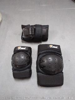 JBM international Adult / Child Knee Pads Elbow Pads Wrist Guards 3 In 1 Protective Gear Set, Black, Youth / Child