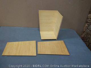I design form Bill wood wastebasket small square trash can for bathrooms bedrooms. Dorms College office 8.5 in x 8.5 in x 10 in stuck in whatever(needs glue)