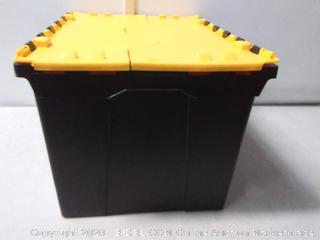 COMMANDER 12-Gallon (48-Quart) Black Tote with Hinged Lid (missing pin for hinges on both side)