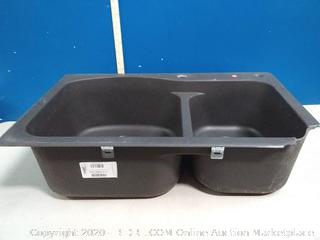 Franke 33-in x 22-in Graphite Double Offset Bowl undermount Sink(corner cracked/hole) online $289