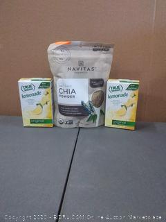 Navitas Naturals Organic Chia Seed Sprouted Powder (8 ounces AND 2 packs of true lemonade flavored drink mix