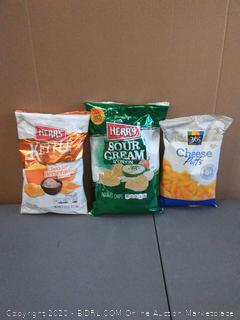 365 Everyday Value, Cheese Puffs, 5.5 oz andHerrs sour cream and onion 9 oz and Herrs kettle cooked cheddar horseradish 7 1/2oz
