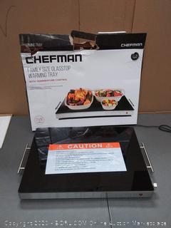 Chefman Electric Warming Tray with Adjustable Temperature Control, Perfect For Buffets, Restaurants, Parties, Events, Home Dinners, Glass Top Large 21" x 16" Surface Keeps Food Hot - Black (powers on)