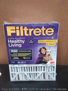 Filtrete 20x25x4, AC Furnace Air Filter, MPR 1550 DP, Healthy Living Ultra Allergen Deep Pleat, 2-Pack