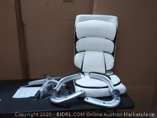 B2C2B High Back Ergonomic Home Office Chair White Leather Computer Executive Desk Chair Modern Racing Chair Adjustable with Flip-up Arms Lumbar Support 300lbs