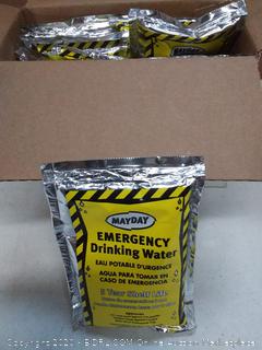12 pouches of 5-year shelf life u.s. Coast Guard approved emergency drinking water fires January 202 1