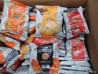 36 count simply mix Cheetos crunchy and white cheddar sea salted Lays white cheddar Puffs and Lays barbecue EXP 1 / 20 20