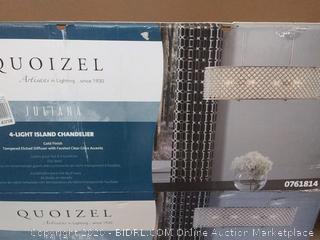 QUOIZEL Juliana 4-Light Chandelier with Crystals, Gold Finish, Etched Glass(Retails $205)
