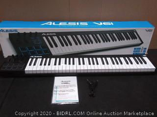 Alesis V61 61 Key USB MIDI Keyboard Controller with 8 Backlit Pads, 4 Assignable Knobs and Buttons, Plus a Professional Software Suite with ProTools First Included (powers on)(Retail $169)