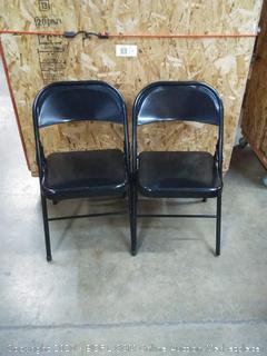 Flash Furniture 2 Pk. HERCULES Series Triple Braced & Double Hinged Black Metal Folding Chair,