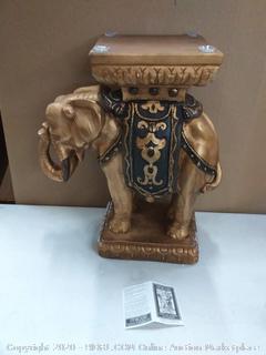 Design Toscano Maharajah Elephant Indian Decor Glass Topped Side Table, 22 Inch, Polyresin, Black and Gold