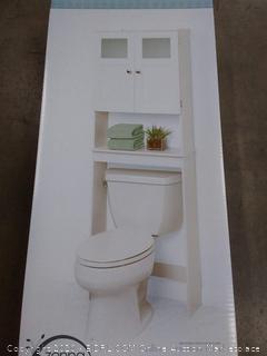 Zenna Home Over The Toilet Bathroom Spacesaver, Bathroom Storage with Glass Windows, White