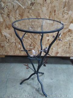 FirsTime & Co. Aged Bronze Bird and Branches Tripod Side Glass Tabletop Accent Table, 24" H x 14" W x 14" D (on floor)