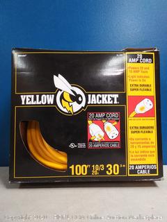 Yellow Jacket 100 ft. 10/3 SJTW Outdoor Heavy-Duty Extension Cord with T-Blade Power Light Plug (online $151)