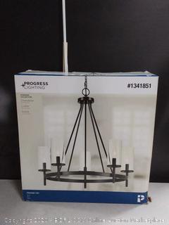Progress Lighting Strahan 5-Light Black Transitional Clear Glass Shaded Incandescent Chandelier (online $189)