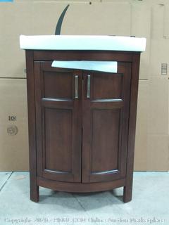 Style Selections Morecott 23.75-in Chocolate Single Sink Bathroom Vanity with White Vitreous China Top (online $299)