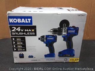 Kobalt 24V MAX Brushless 2 Tool Combo Kit (powers on)(1 drill used)(Retails $179)(cubby 2)