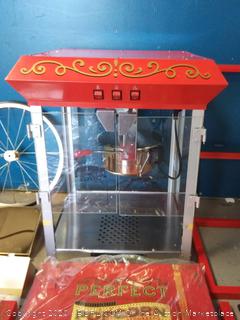 Great Northern Popcorn 5995 10 oz. Perfect Popper Popcorn Machine with Cart - Red (online $329) (missing glass on one side)