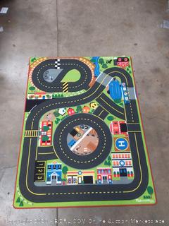 Melissa & Doug Jumbo Roadway Activity Rug (4 Wooden Traffic Signs, Oversized Multi-Roadway Activity Rug, 79"L x 60"W, Great Gift for Girls and Boys - Best for 3, 4, 5 Year Olds and Up)