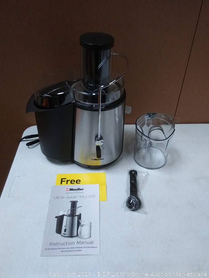 Sold at Auction: MUELLER AUSTRIA JUICER ULTRA POWER, EASY CLEAN EXTRACTOR  PRESS CENTRIFUGAL JUICING MACHINE, WIDE 3 FEED CHUTE FOR WHOLE FRUIT  VEGETABLE, ANTI-DRIP, HIGH QUALITY, LARGE, SILVER