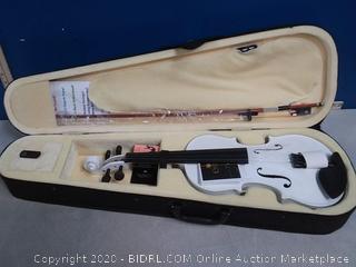 Mendini Full Size 4/4 MV-White Solid Wood Violin with Tuner, Lesson Book, Shoulder Rest, Extra Strings, Bow and Case (online $100)
