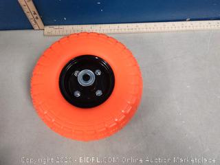 AFT PRO USA 2-Pack 10" Flat Free Tires Air Less Tires Wheels with 5/8" Center - Solid Tire Wheel for Dolly Hand Truck Cart/All Purpose Utility Tire on Wheel (Orange)
