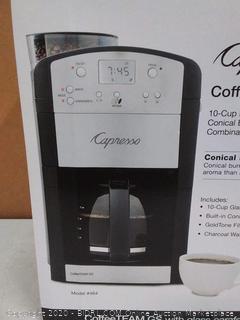 Capresso 464.05 CoffeeTeam GS 10-Cup Digital Coffeemaker with Conical Burr Grinder, Glass Carafe(Factory sealed box) (Retails $175)