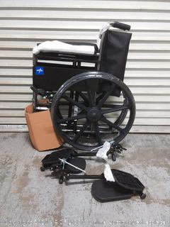 insura 18in K1 basic wheelchair with full-length arms and elevating leg rest (online $158)