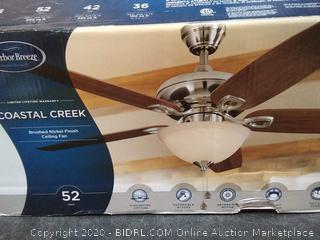 Harbor Breeze Coastal Creek 52-in Brushed Nickel LED Indoor ceiling fan(needs light cover)