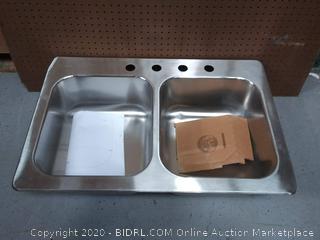 Elkay 22-in x 33-in Stainless Steel Double-Basin Drop-In 4-Hole Residential Kitchen Sink (online $159)