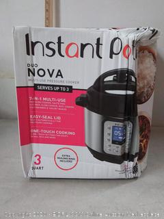 (powers on) Instant Pot Duo Nova 7-in-1 Electric Pressure Cooker, Slow Cooker, Rice Cooker, Steamer, Saute, Yogurt Maker, and Warmer, 3 Quart, Easy-Seal Lid, 12 One-Touch Programs
