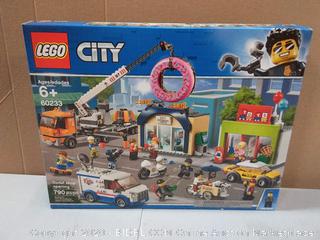 LEGO City Donut Shop Opening 60233 Store Opening Build and Play with Toy Taxi, Van and Truck with Crane, Easy Build with Minifigures for Boys and Girls (790 Pieces)