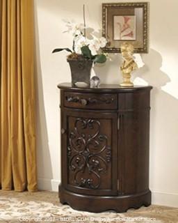 Ashley Furniture Signature Design - Norcastle Accent Cabinet - Antique Style - Semi Circle - Dark Brown (Retail $317.00) - ACCESSORIES NOT INCLUDED