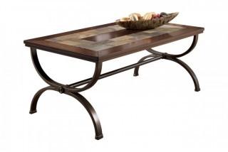 Ashley Furniture Signature Design - Zander Rectangular Cocktail Table - Sturdy Metal Base - Vintage Casual - Medium Brown (Retail $120.00) - ACCESSORIES NOT INCLUDED