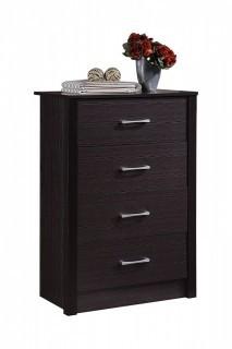 Hodedah 4 Drawer Chest, with Metal Gliding Rails, Chocolate (Retail $79.00) ACCESSORIES NOT INCLUDED