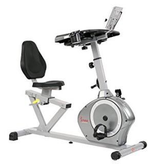 Sunny Health & Fitness Magnetic Recumbent Desk Exercise Bike, 350lb High Weight Capacity, Monitor (Retail $345.00)