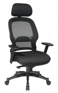 SPACE Seating AirGrid Dark Back and Padded Black Mesh Seat, 2-to-1 Synchro Tilt Control, Adjustable Arms and Tilt Tension Nylon Base Managers Chair with Adjustable Headrest (Retail $326.00)