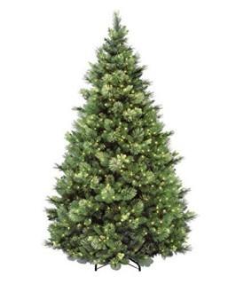 National Tree 7.5 Foot Carolina Pine Tree with Flocked Cones and Clear Lights, Hinged (Retail $270.00)