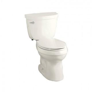 KOHLER Cimarron Comfort Height Elongated 1.6 gpf Toilet with AquaPiston Technology, Less Seat, Biscuit (Retail $376.00)