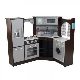 KidKraft Ultimate Corner Play Kitchen with Lights & Sounds, Brown/White (Retail $200.00)