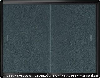 MasterVision Grey Fabric Bulletin Board Cabinet, 36 x 48 Inches, Glass Sliding Doors, Graphite Aluminum Frame (Retail $538.00)