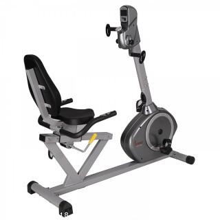 Sunny Health & Fitness Magnetic Recumbent Bike Exercise Bike, 350lb High Weight Capacity, Arm Exercisers, Monitor, Pulse Rate Monitoring (Retail $323.00)