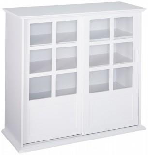 Kings Brand Furniture Wood Curio Cabinet with Glass Sliding Doors, White (Retail $219.00)