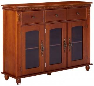 Kings Brand Furniture Wood with Glass Doors Console Sideboard Buffet Table with Storage, Walnut (Retail $261.00)