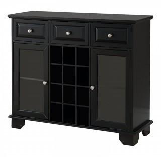 Kings Brand Furniture Buffet Server Sideboard Cabinet with Wine Storage, Black (Retail $199.00)