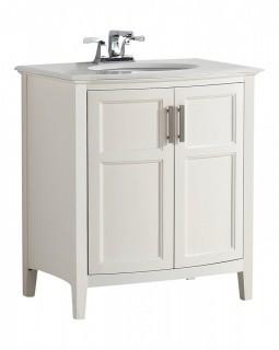 Simpli Home Winston 30" Bath Vanity Rounded Front with Quartz Marble Top, Soft White (Retail $804.00)