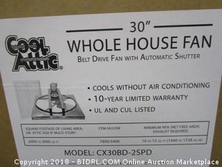 Cool Attic CX30BD2SPD Belt Drive 2-Speed Whole House Fan with Shutter, 30-Inch (Retail $357.00)